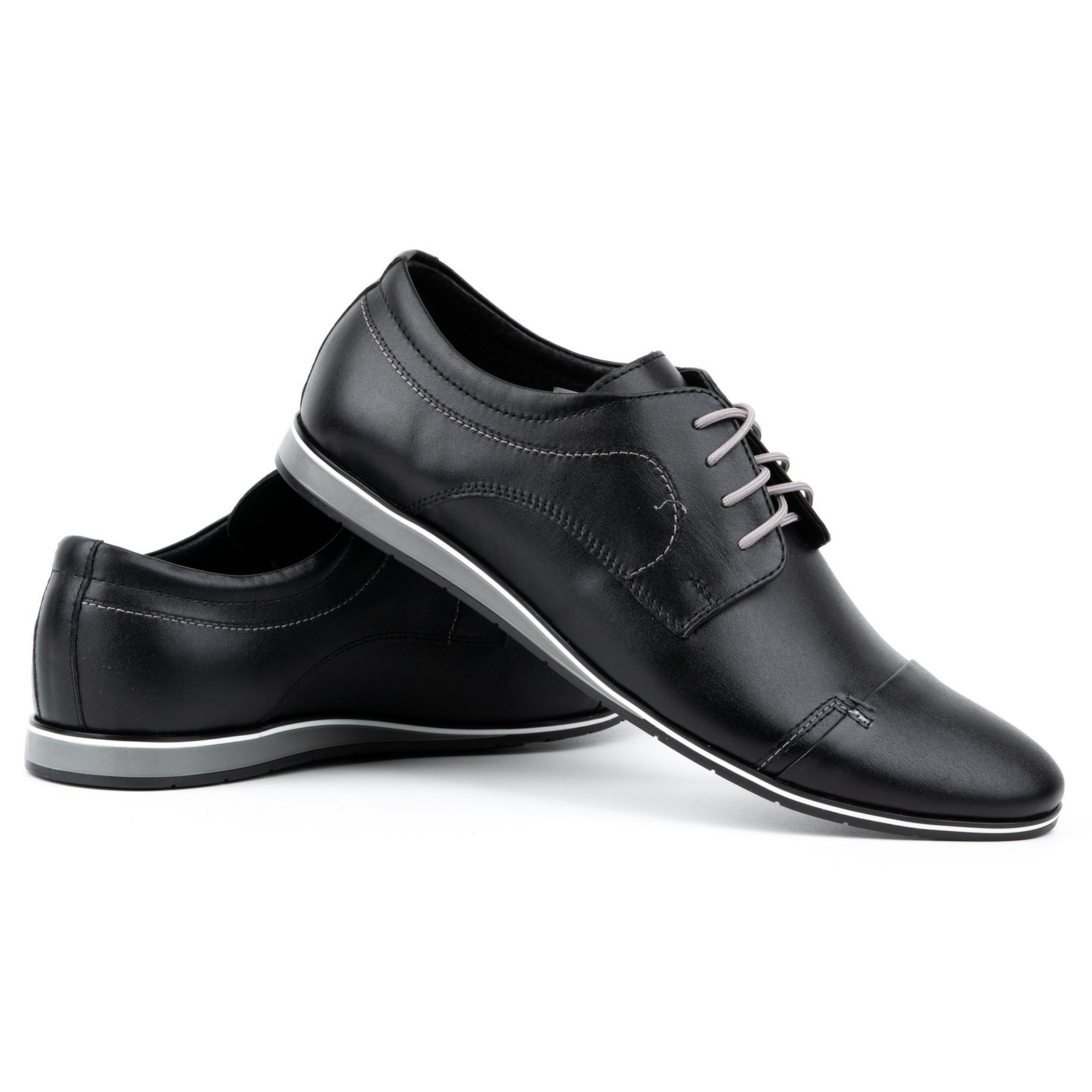 Buty męskie skórzane eleganckie 276LU czarne - Buty Olivier