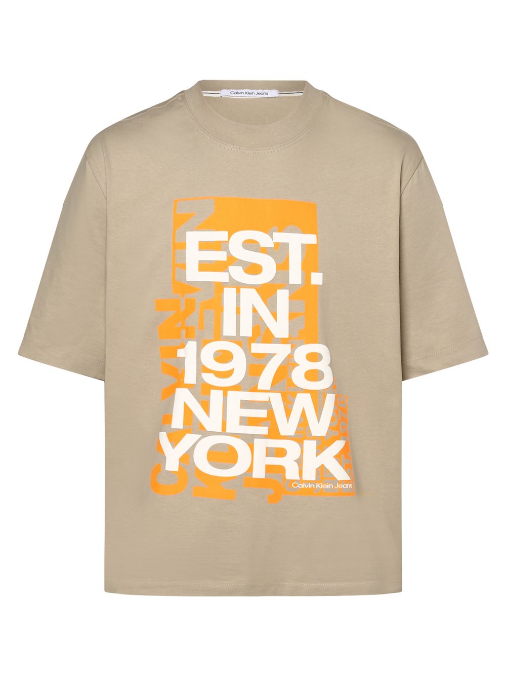 Calvin Klein Jeans - T-shirt męski, beżowy|szary