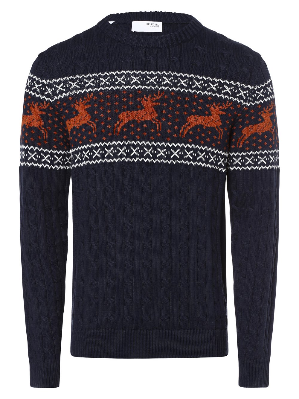 Selected - Sweter męski  SLHReindeer, niebieski