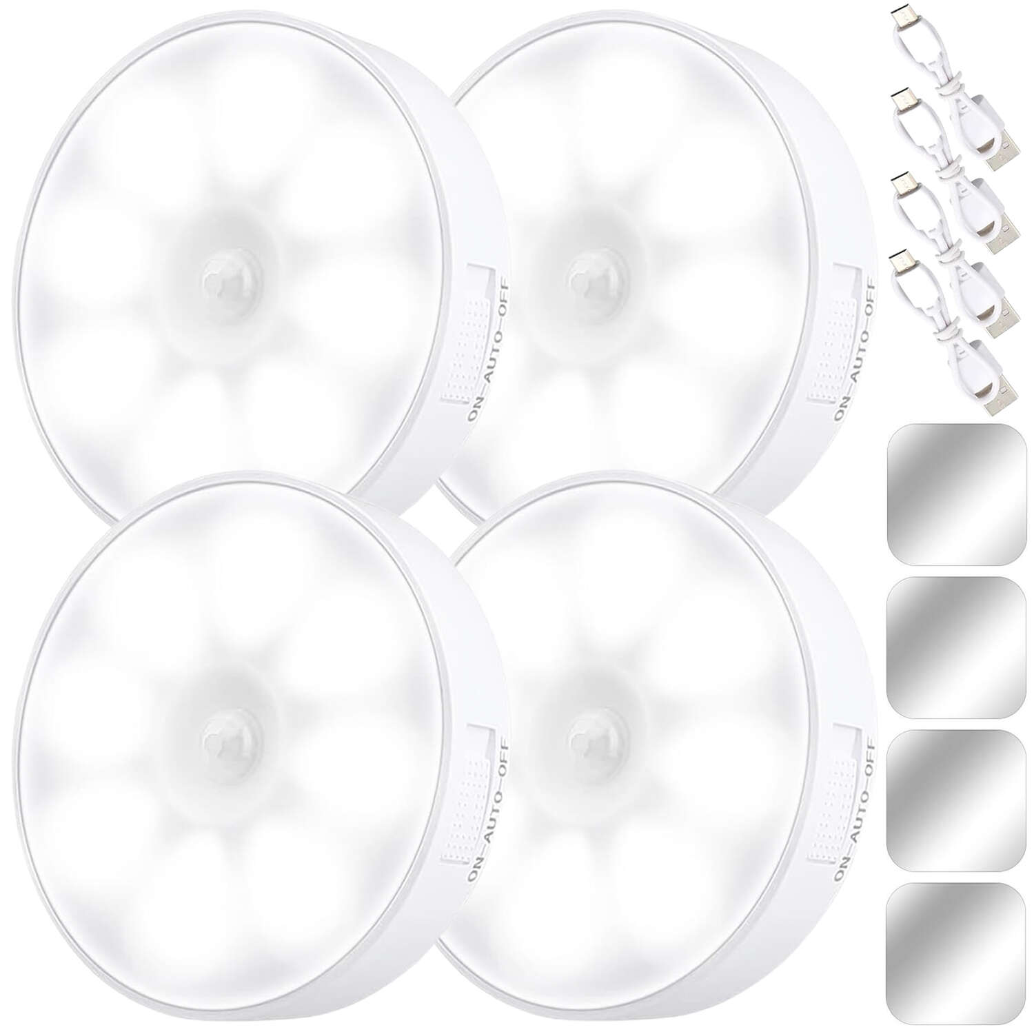 4x Lampka lampa LED czujnik ruchu zmierzchu nocna Alogy Sensor Light Bezprzewodowa oświetlenie meblowe Światło białe 6000k