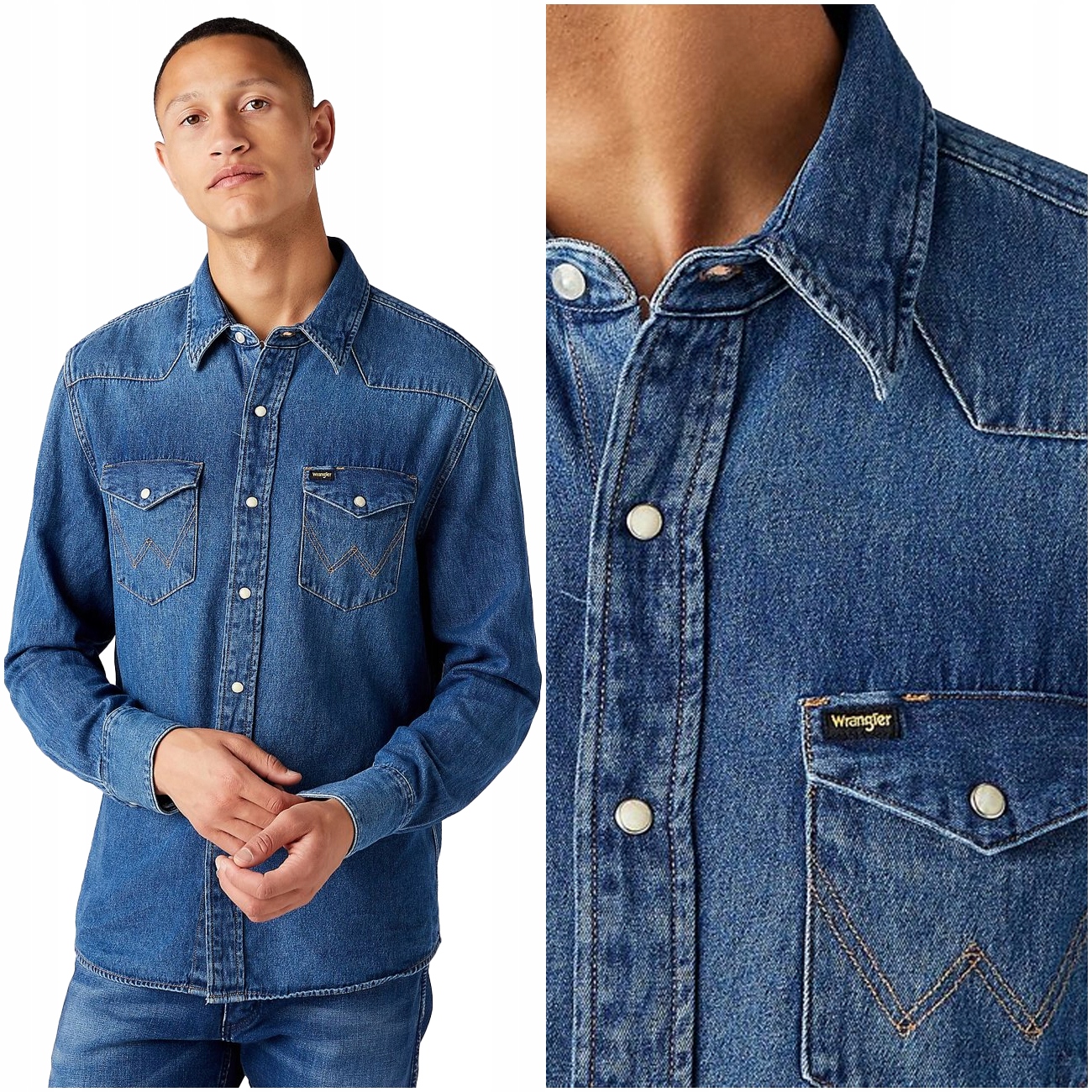 Wrangler 27MW 1YEAR Męska Koszula Jeansowa Jeans M