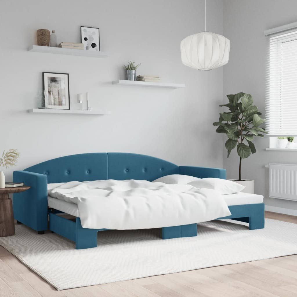 Sofa rozsuwana, niebieska, 80x200 cm, aksamit Lumarko!