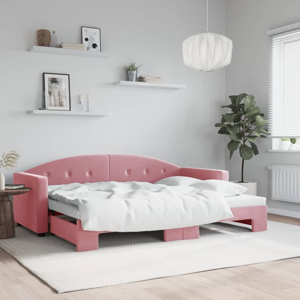 Sofa rozsuwana, różowa, 80x200 cm, aksamit Lumarko!