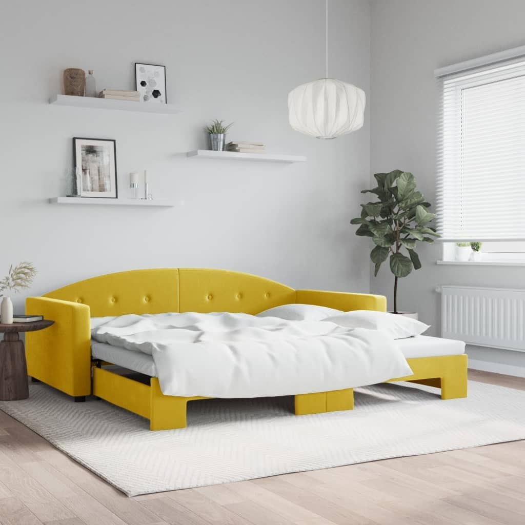 Sofa rozsuwana, żółta, 100x200 cm, aksamit Lumarko!