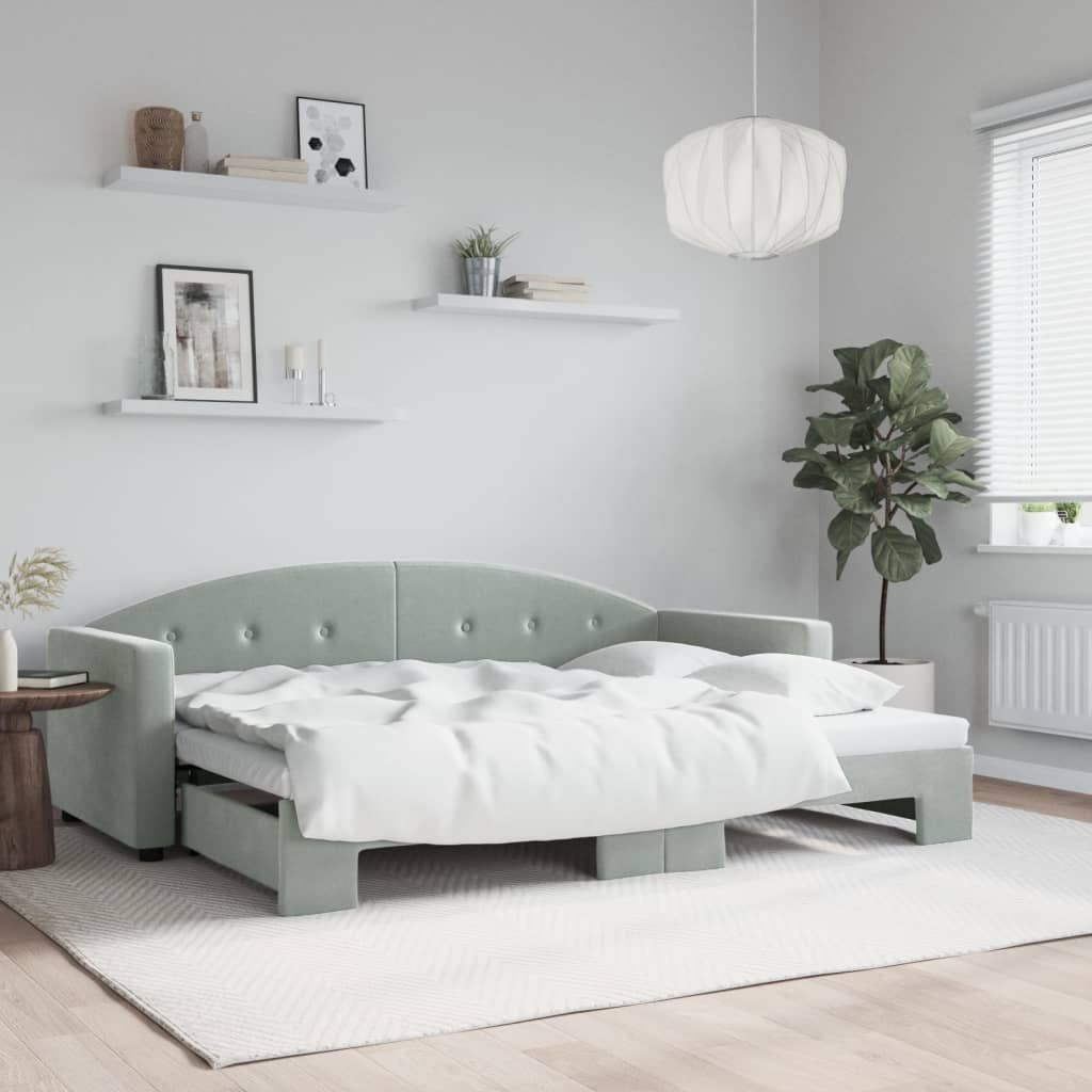 Sofa rozsuwana, jasnoszara, 80x200 cm, aksamit Lumarko!