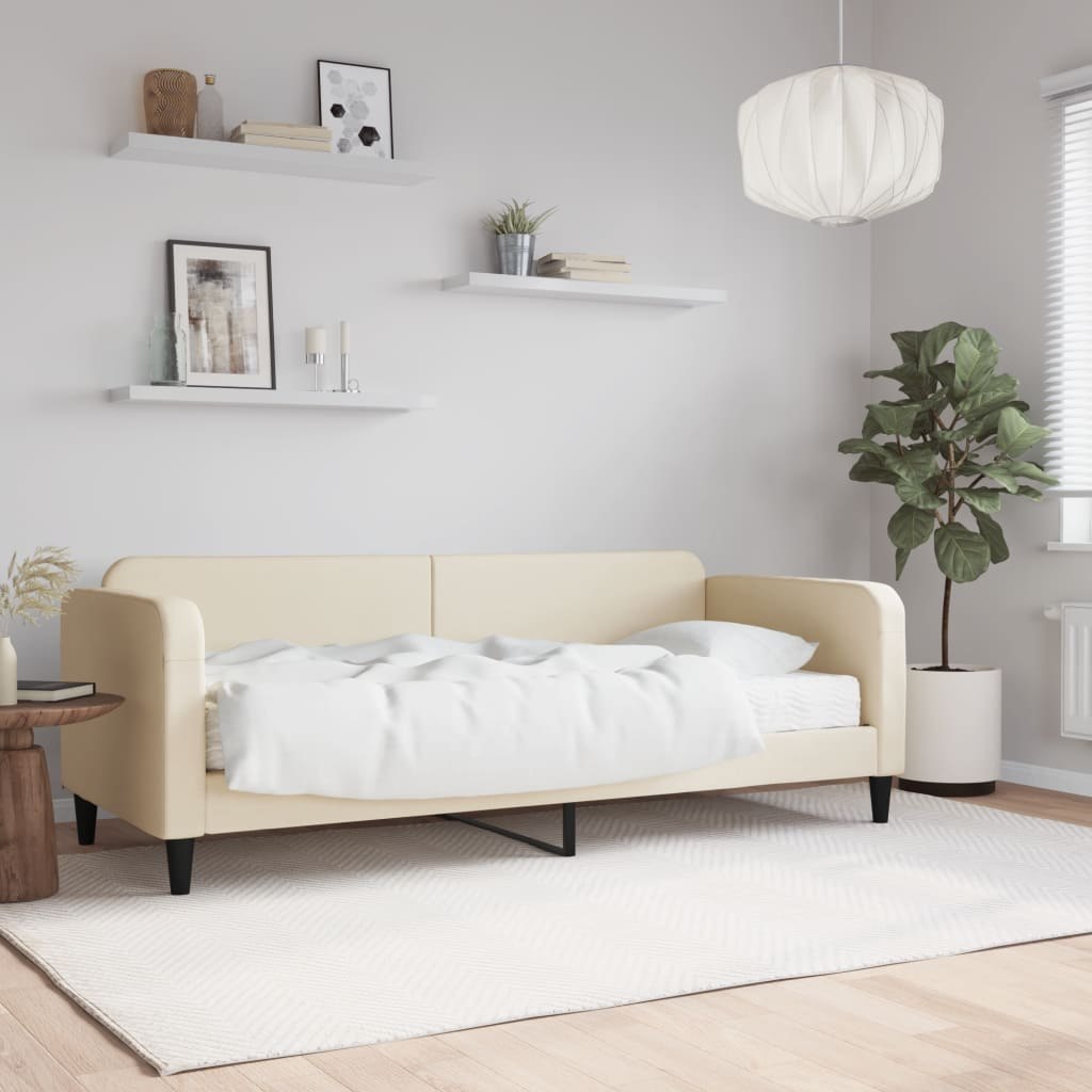 Sofa z materacem do spania, kremowa, 100x200 cm, tkanina Lumarko!
