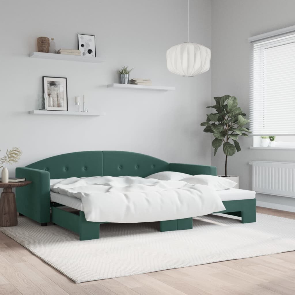 Sofa rozsuwana, ciemnozielona, 90x200 cm, aksamit Lumarko!