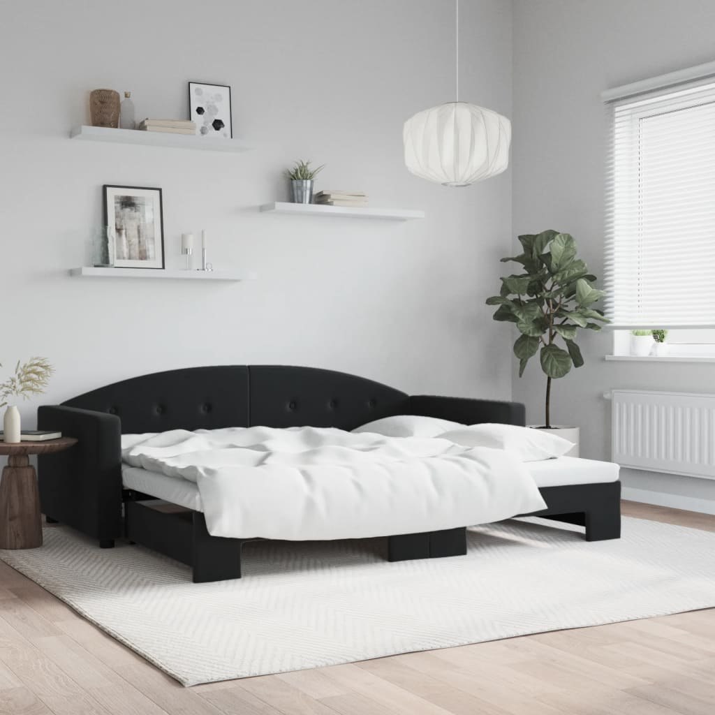 Sofa rozsuwana, czarna, 90x190 cm, aksamit Lumarko!