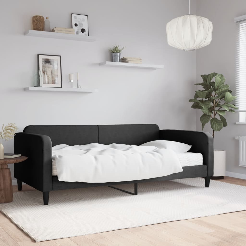 Sofa z materacem do spania, czarna, 100x200 cm, tkanina Lumarko!