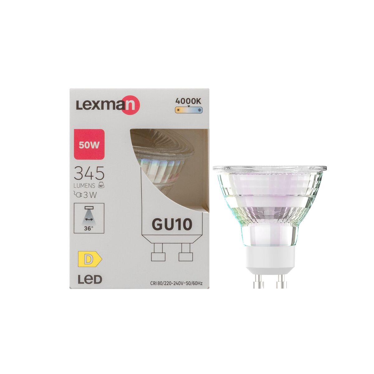 Żarówka LED GU10 3 W 345 lm Neutralna biel Lexman