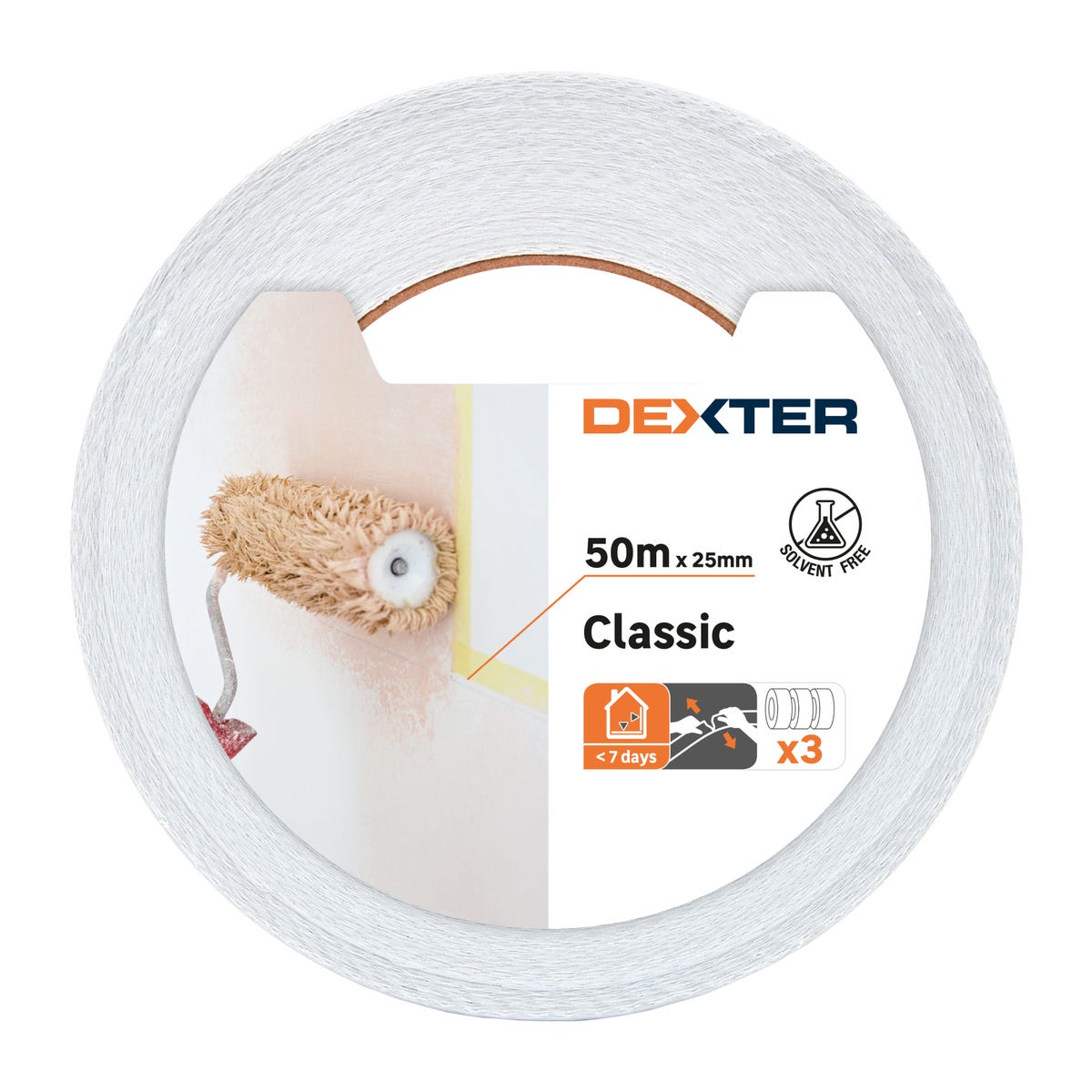 Taśma maskująca 3 szt. 25 mm x 50 m biała Dexter 3276007617078