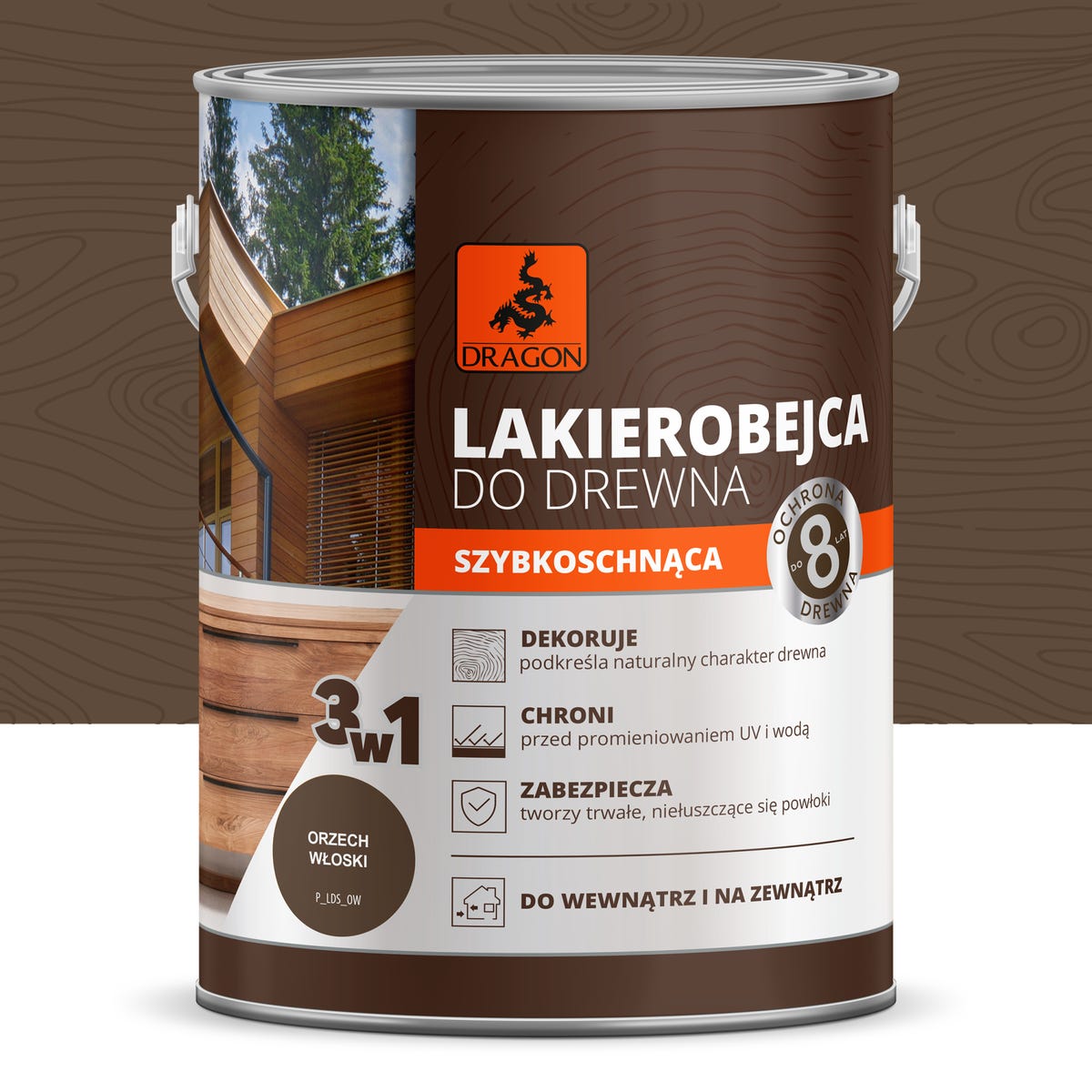 Lakierobejca Szybkoschnąca 2.5 l Orzech włoski Dragon 5903649063472