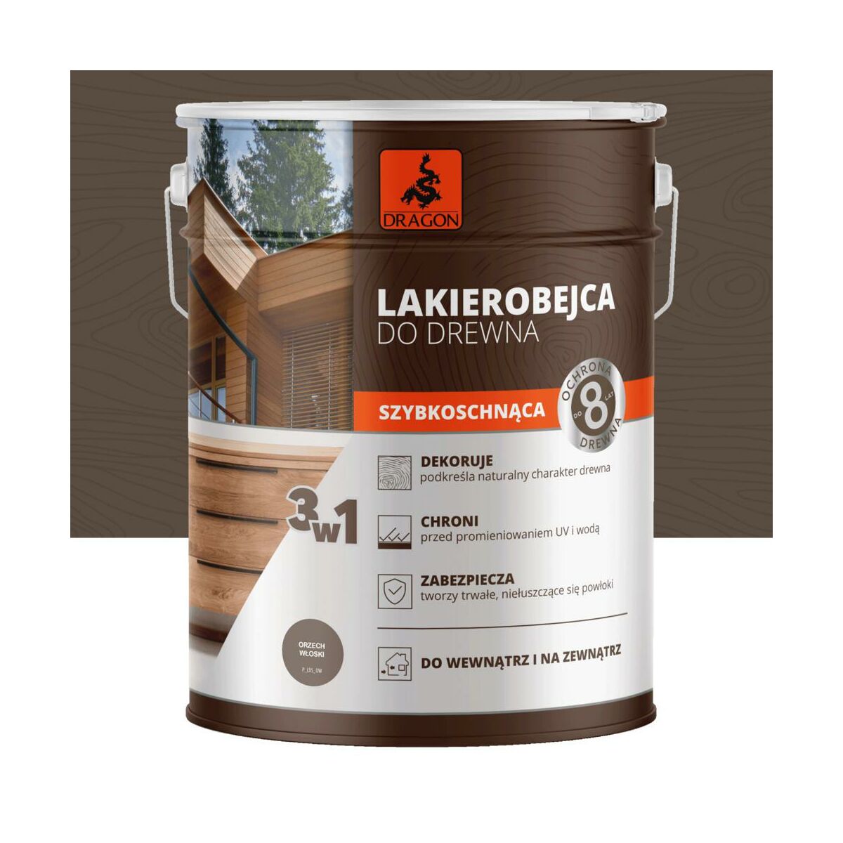 Lakierobejca do drewna 5 l Orzech Włoski Dragon 5903649066312