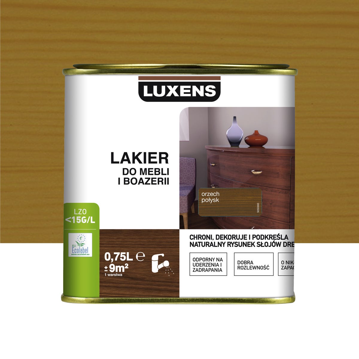 Lakier do mebli i boazerii 0.75 l Orzech Połysk Luxens 3276007224764