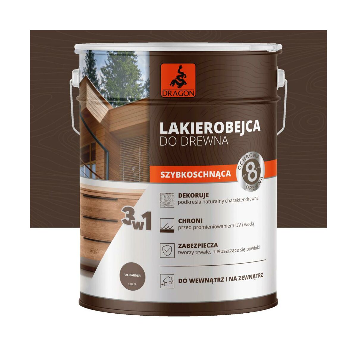 Lakierobejca do drewna 5 l Palisander Dragon 5903649066329
