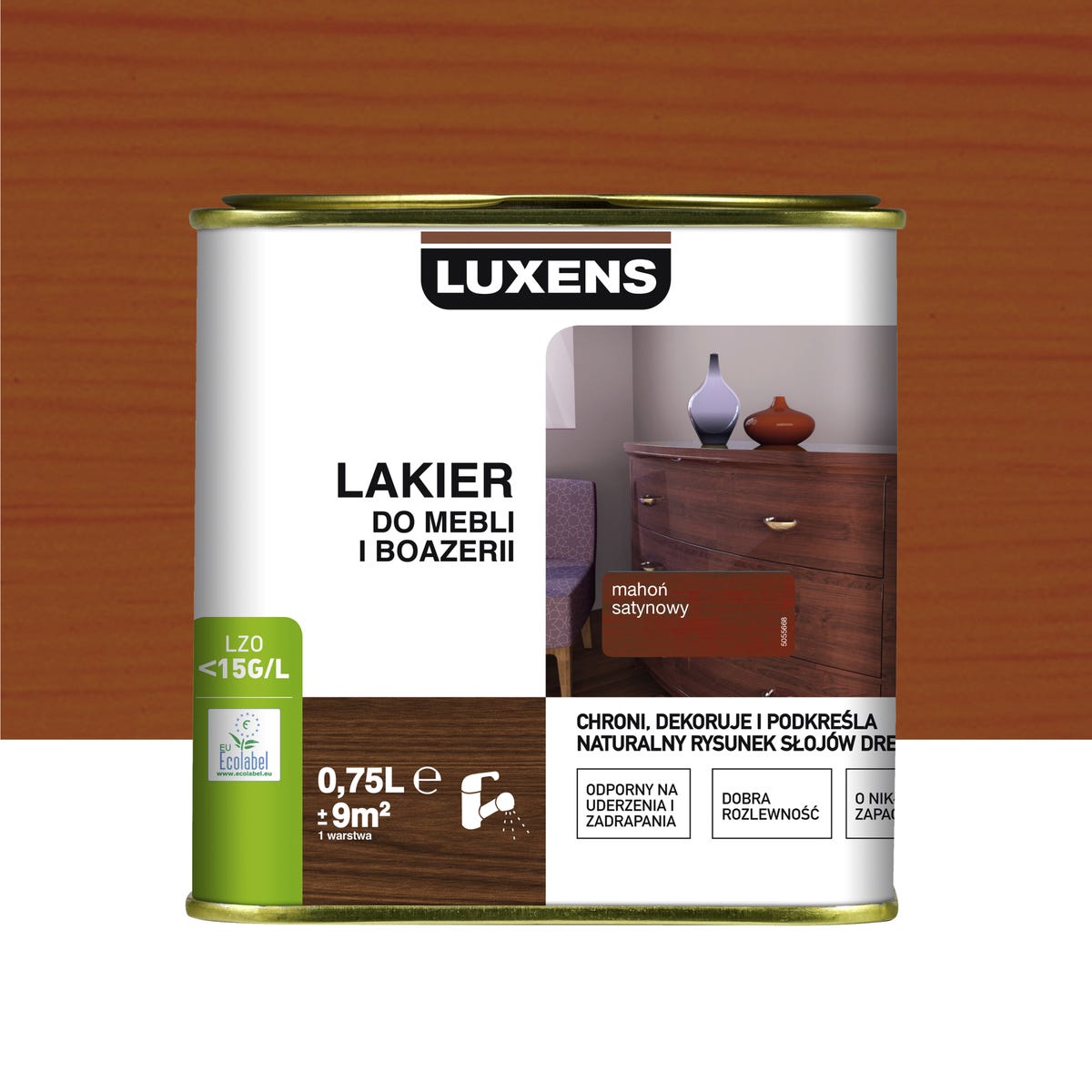 Lakier do mebli i boazerii 0.75 l Mahoń Satyna Luxens 3276007224559
