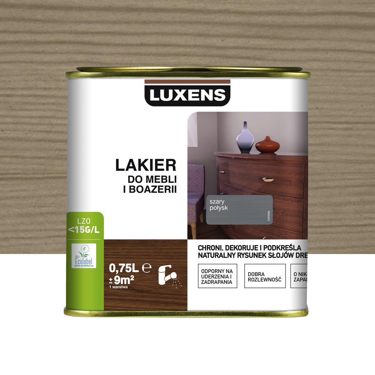 Lakier do mebli i boazerii 0.75 l Szary Połysk Luxens 3276007224788