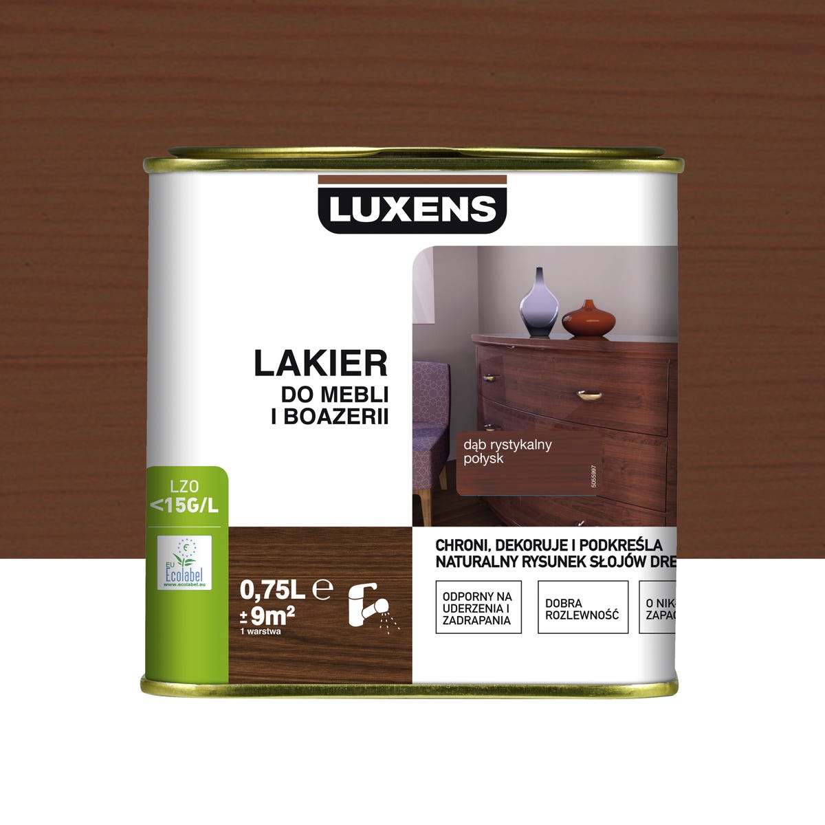 Lakier do mebli i boazerii 0.75 l Dąb Połysk Rustykalny Luxens 3276007224818