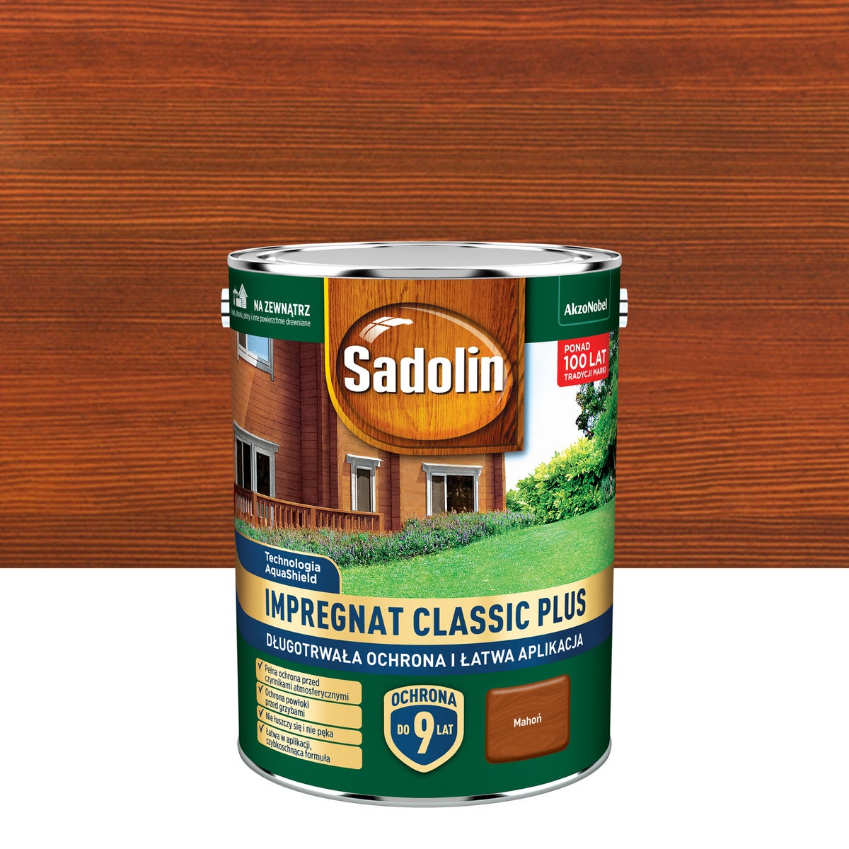 Фото - Лаки й лазурі Sadolin Farba Impregnat do drewna Classic PLUS Mahoń Jasny Brązowy 4,5L