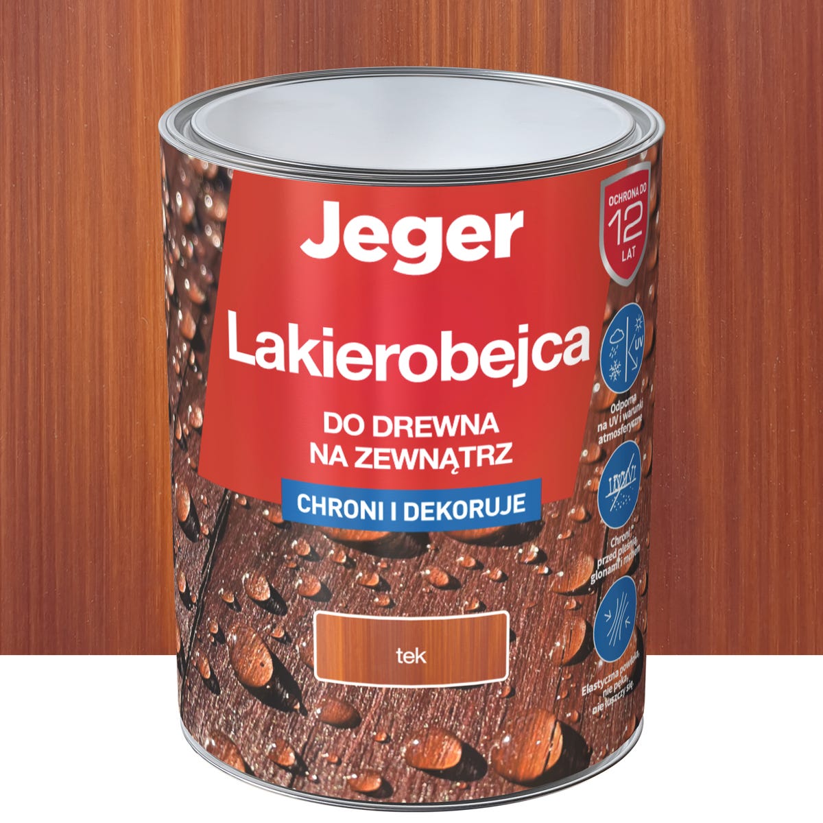 Lakierobejca do drewna na zewnątrz 5 l Tek Jeger 5904804910419