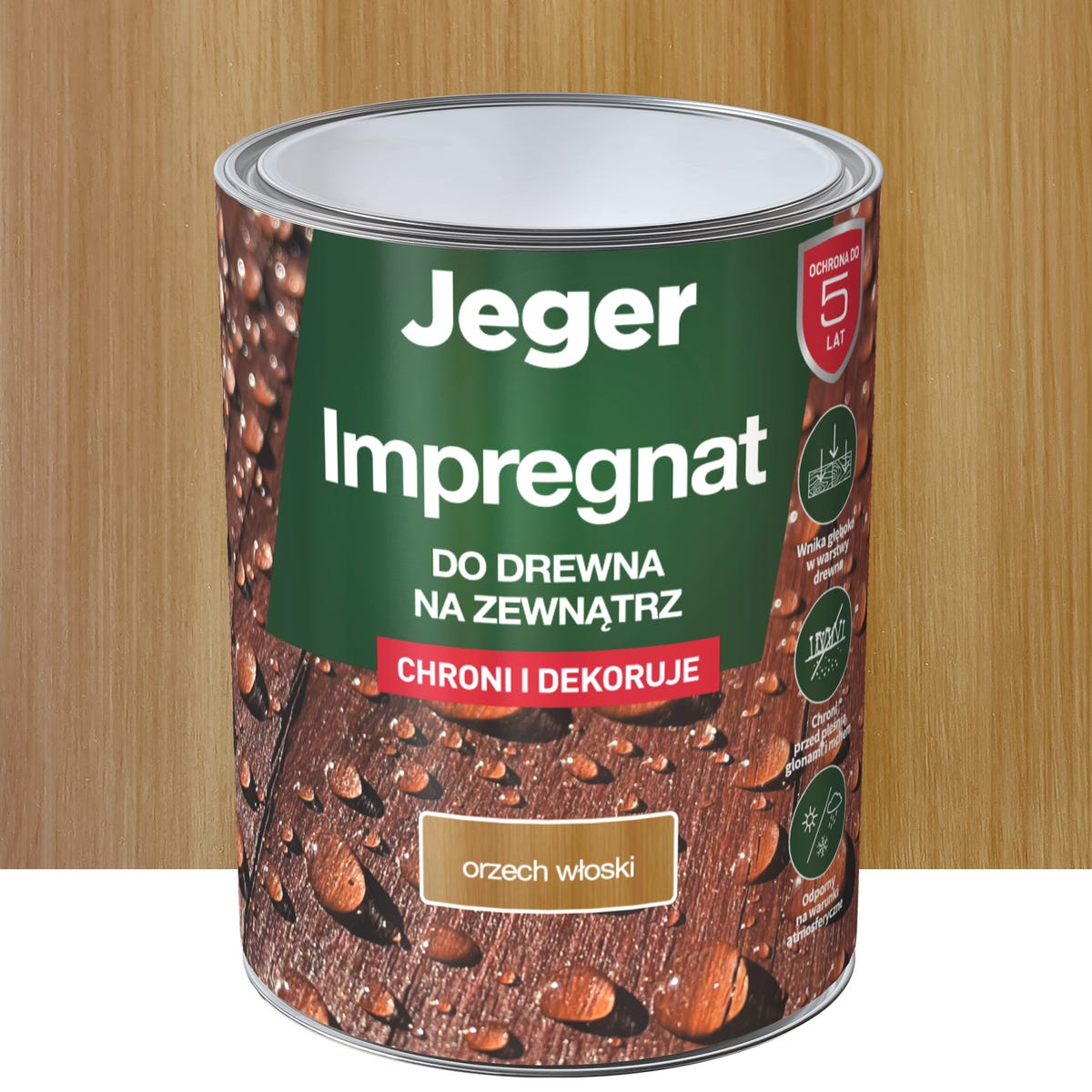 Impregnat do ochrony i dekoracji drewna Orzech włoski 5 l Jeger 5904804910242