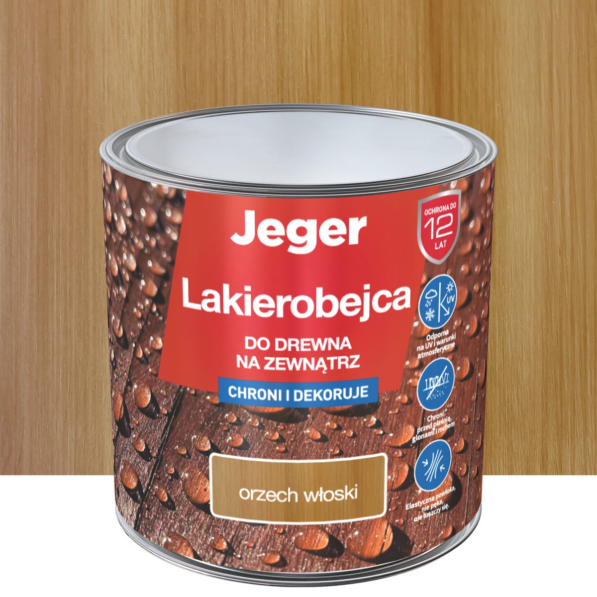 Lakierobejca do drewna na zewnątrz 2.5 l Orzech włoski Jeger 5904804910365