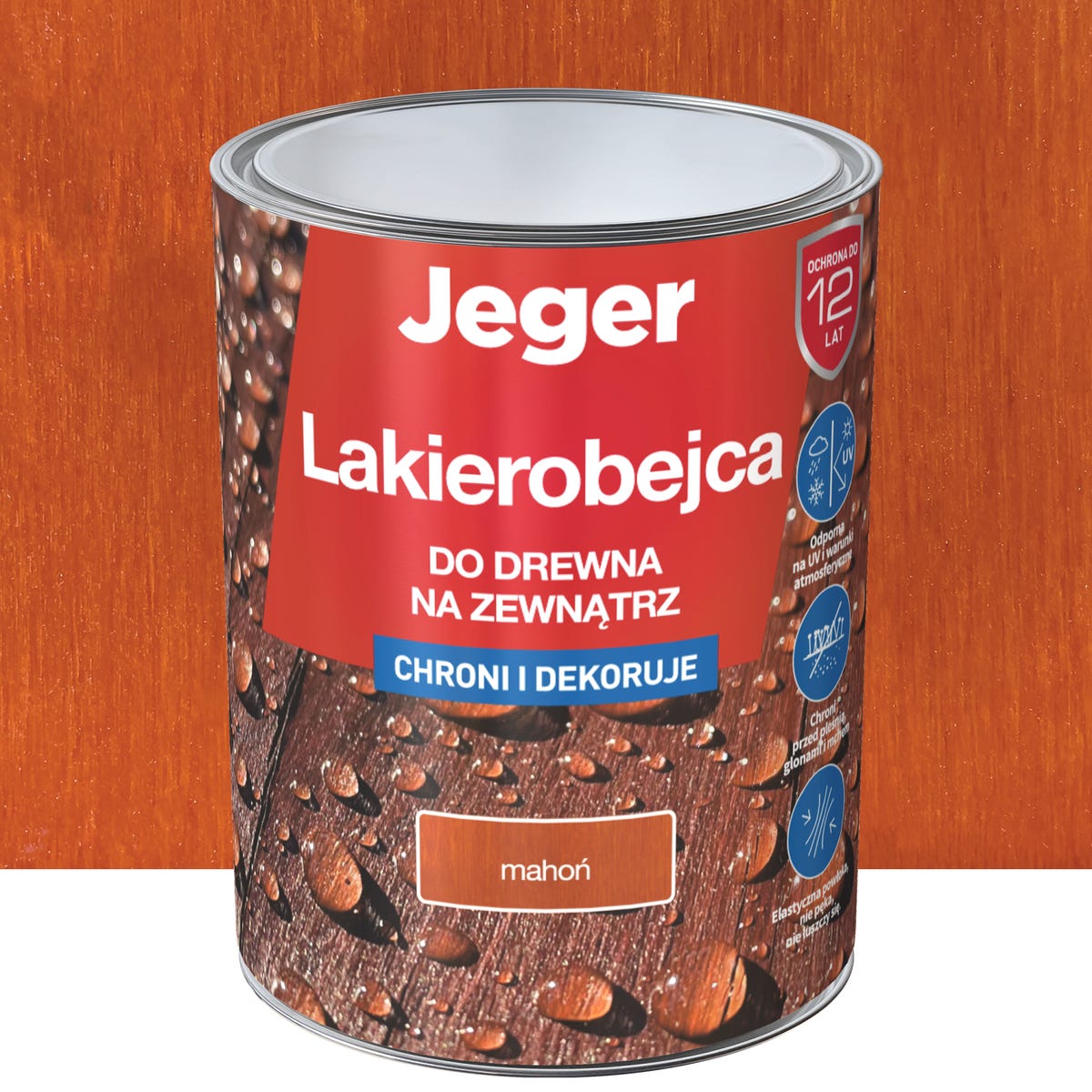 Lakierobejca do drewna na zewnątrz 5 l Mahoń Jeger 5904804910457