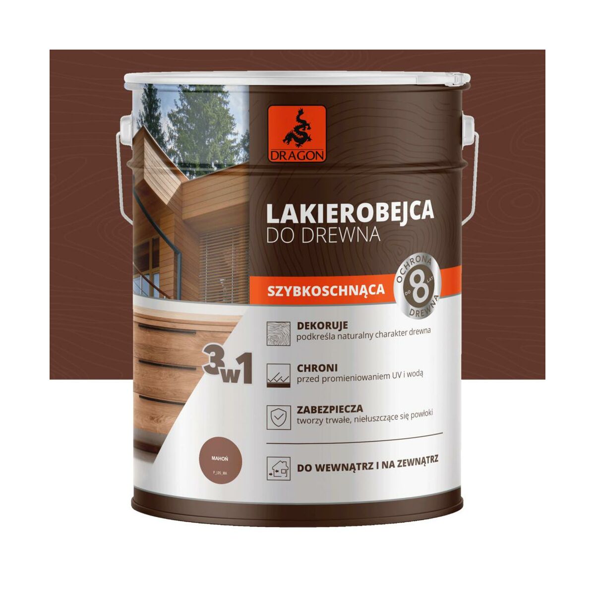 Lakierobejca do drewna 5 l Mahoń 5903649066305