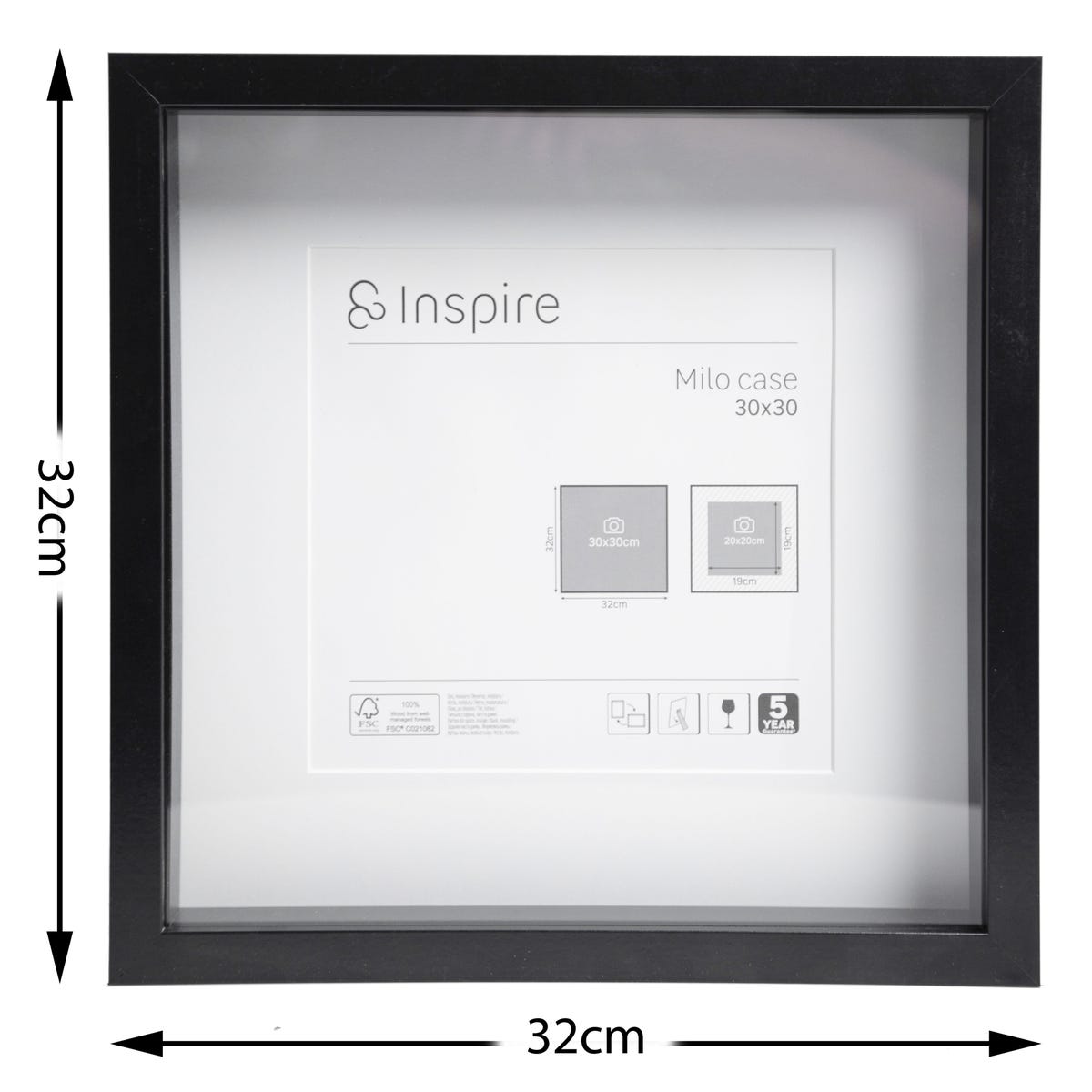 Rama na zdjęcie Milo Case 30 x 30 cm czarna Inspire