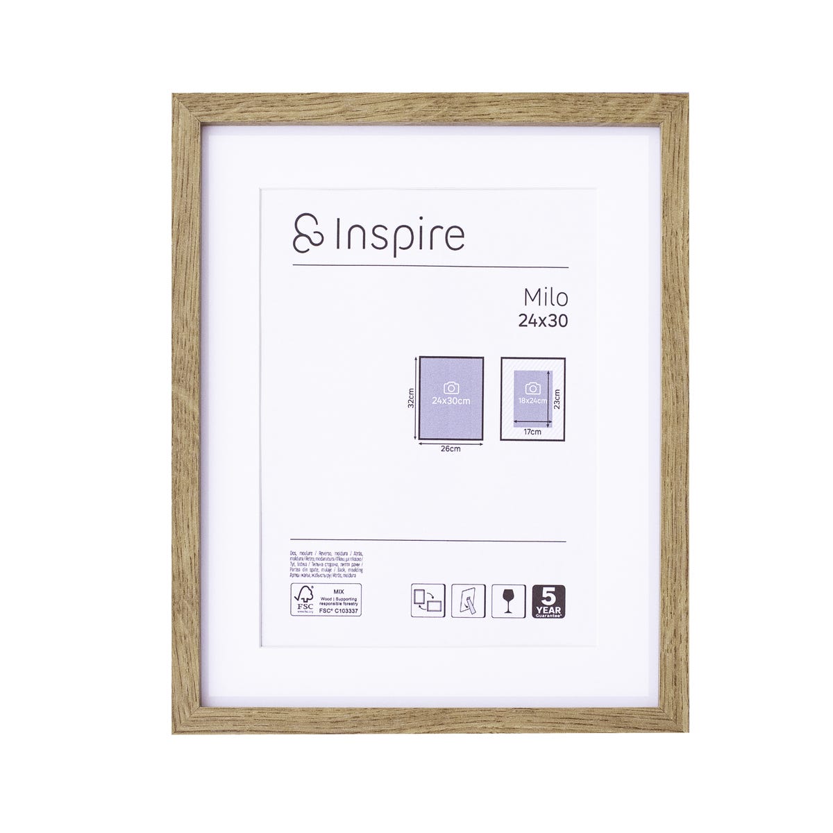 Rama na zdjęcie Milo 24 x 30 cm dąb new Inspire