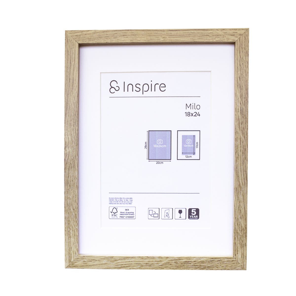 Rama na zdjęcie Milo 18 x 24 cm dąb new Inspire