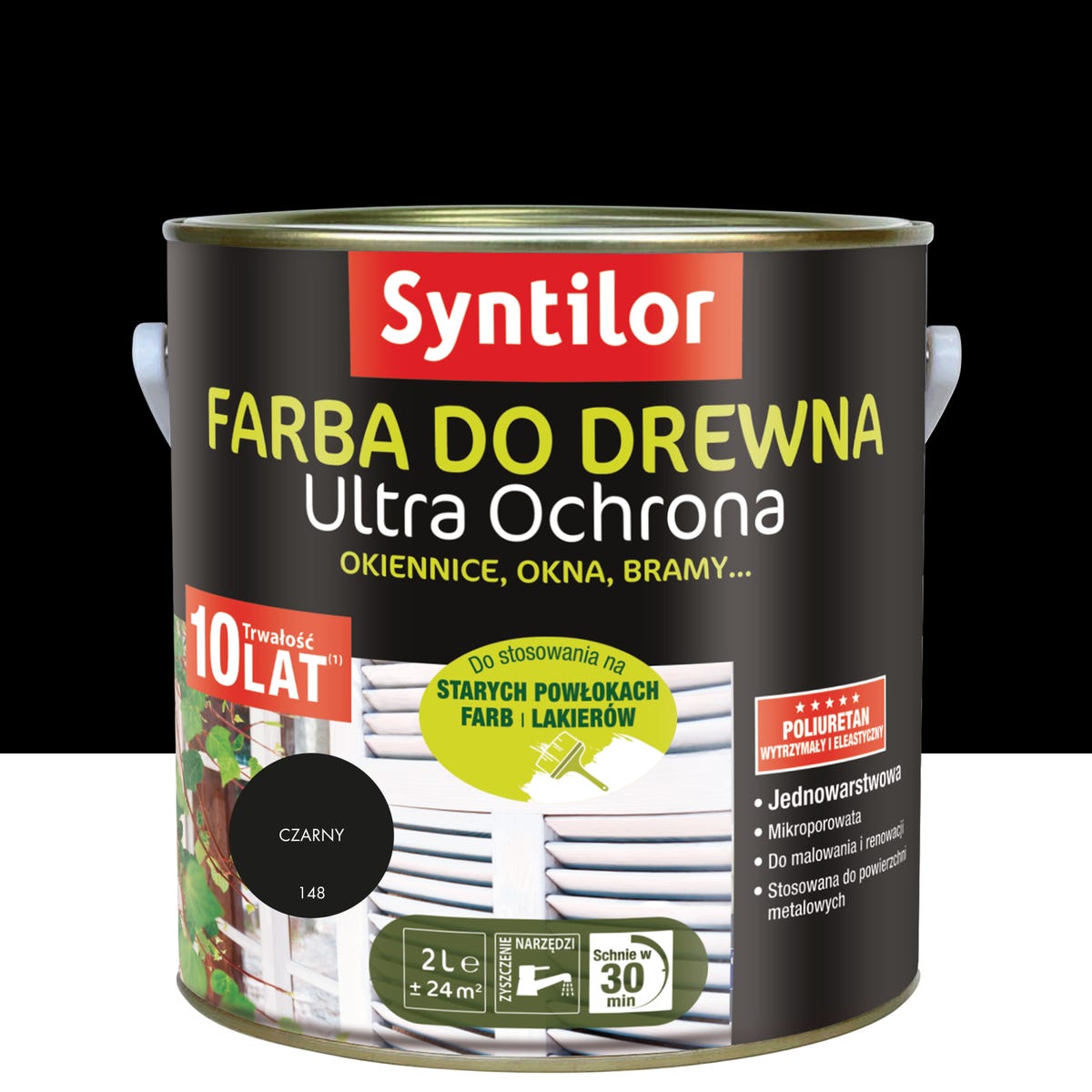 Farba do drewna Ultra ochrona 2 l Czarny Syntilor 3239911636627
