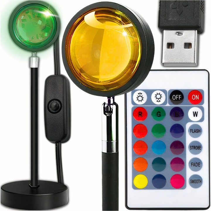 LAMPA NOCNA PROJEKCYJNA SUNSET ZACHÓD SŁOŃCA LED