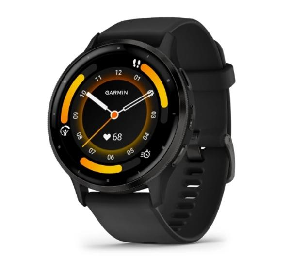 Garmin Venu 3 010-02784-01 - 45mm - bezel w kolorze slate ze stali nierdzewnej z czarną kopertą i silikonowym paskiem