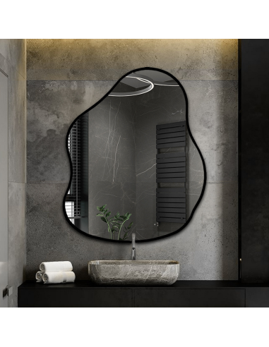 Lustro o organicznym kształcie w ramie - STONE W RAMIE, STONE : 90x116