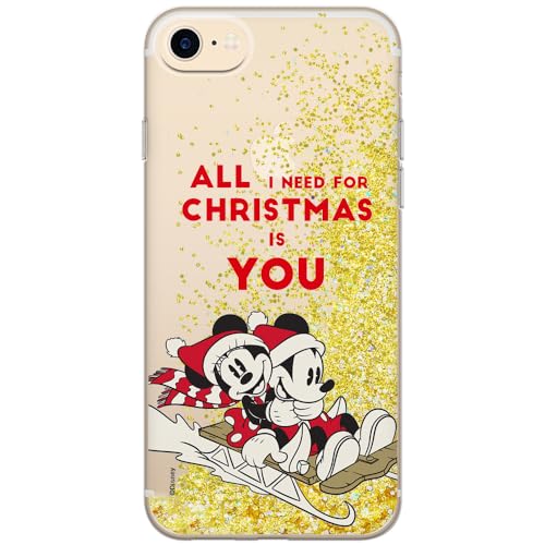 ERT GROUP etui na telefon Apple Iphone 7/8/ SE 2/ SE 3, case oryginalny i oficjalnie licencjonowany przez Disney, wzór Mickey i Minnie 015, optymalnie dopasowane, z efektem płynnego brokatu