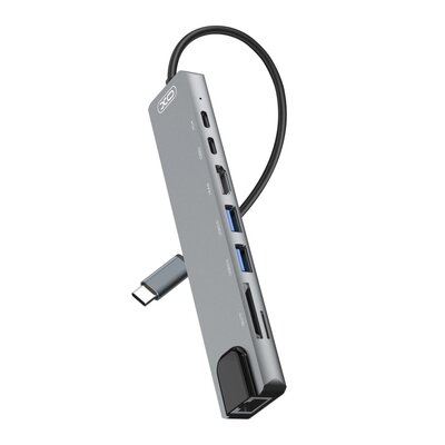 XO adapter HUB HUB003 8w1 srebrny