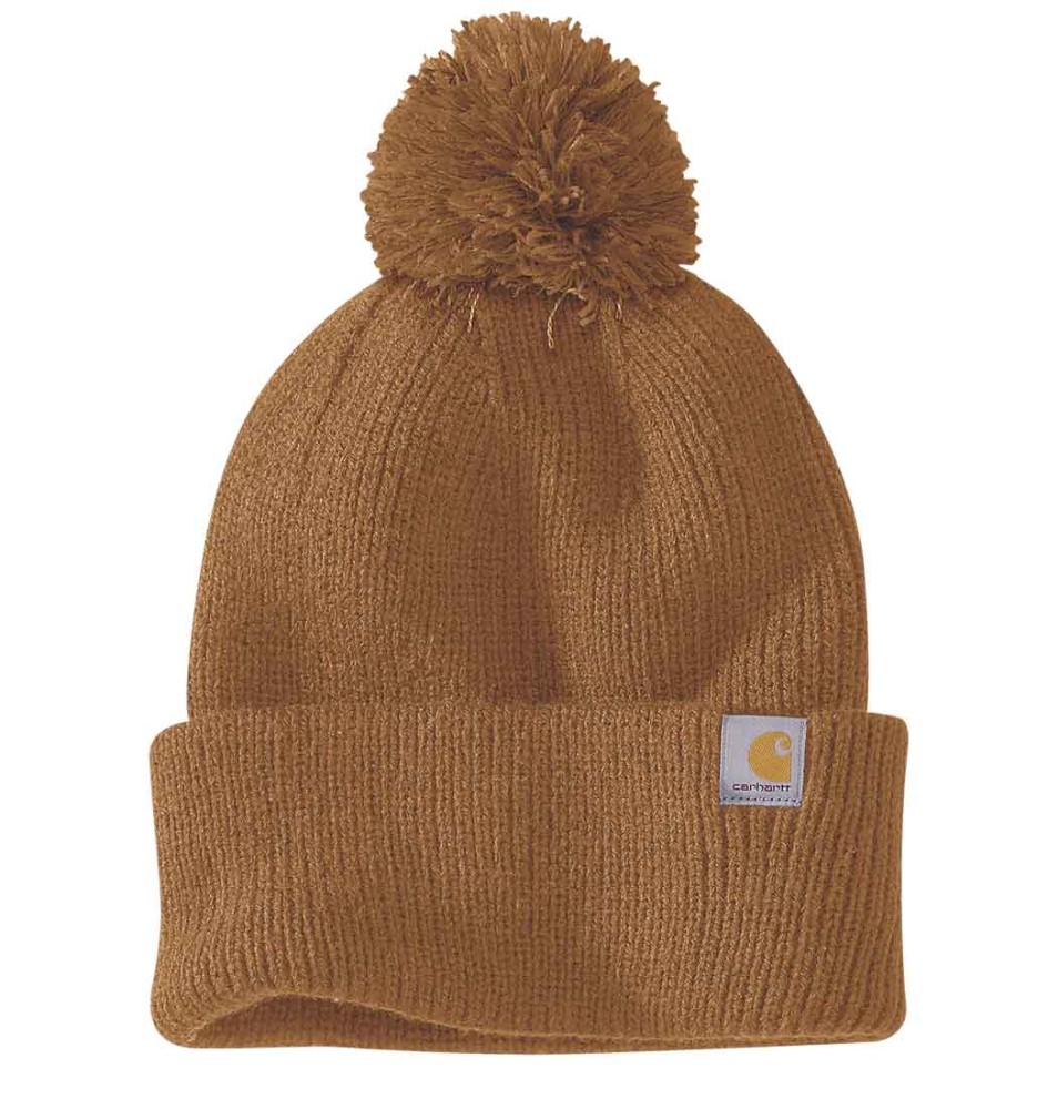 Czapka zimowa z pomponem Carhartt Knit Pom-Pom Cuffed Beanie brązowy