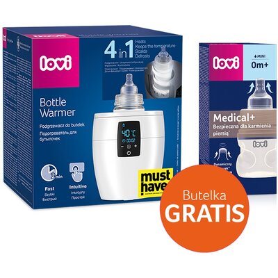 Podgrzewacz do butelek LOVI 77/051 + Butelka Medical+ 150 ml Biały