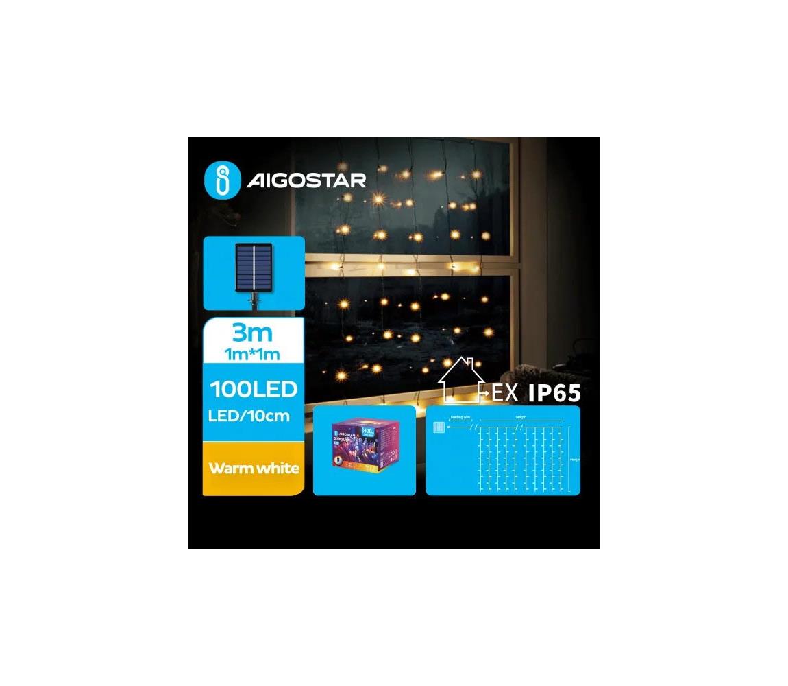 Aigostar - LED Solarny łańcuch bożonarodzeniowy 100xLED/8 funkcji 4x1m IP65 ciepła biel