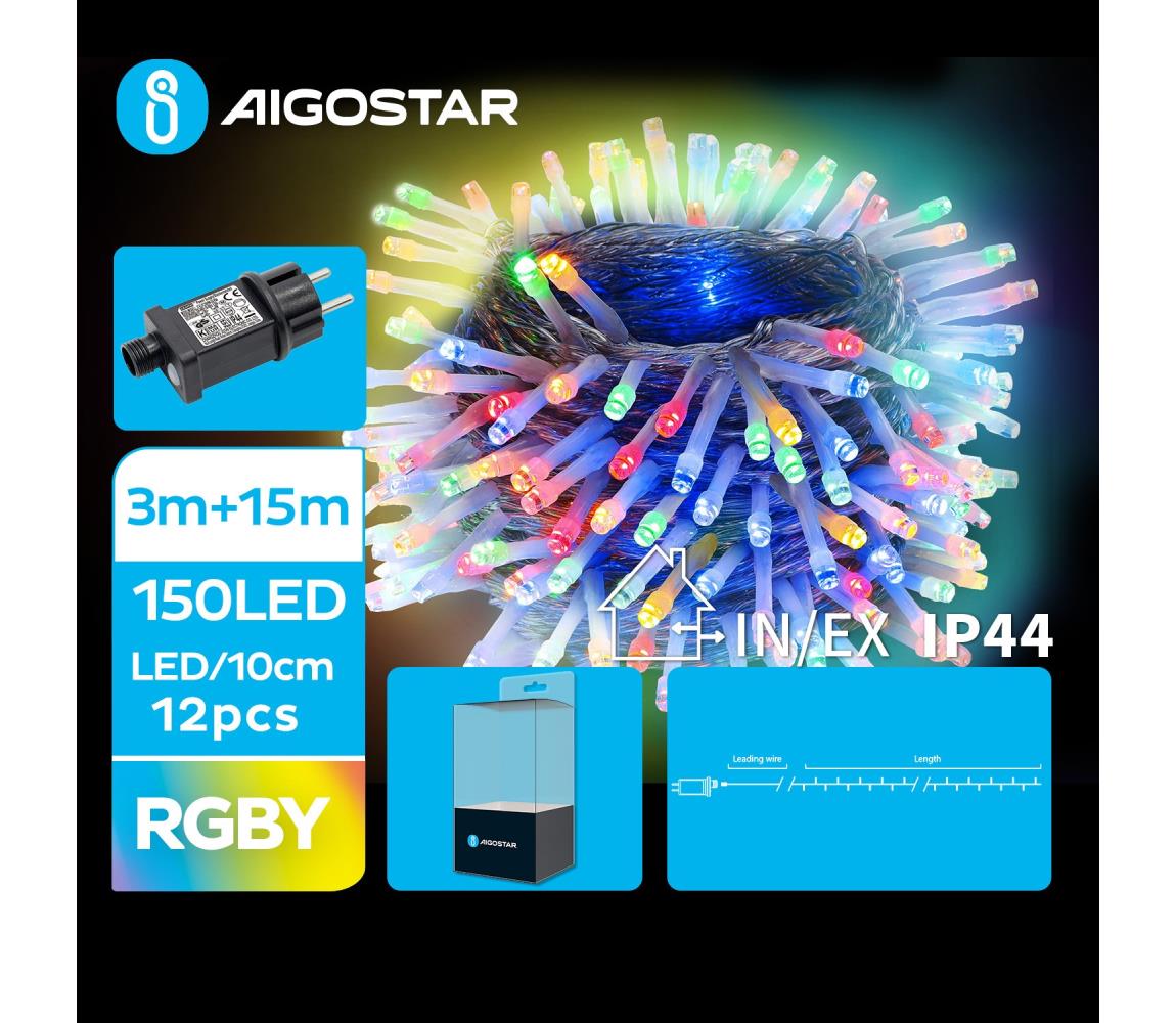Aigostar - LED Zewnętrzny łańcuch bożonarodzeniowy 150xLED/8 funkcji 18m IP44 wielobarwny