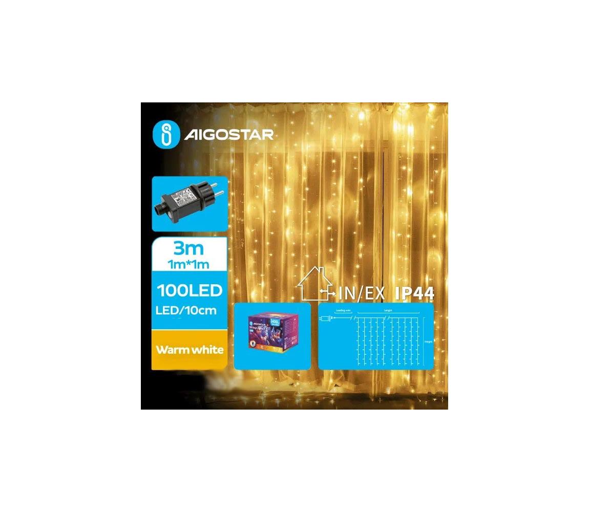 Aigostar - LED Zewnętrzny łańcuch świąteczny 100xLED/8 funkcje 4x1m IP44 ciepła biel
