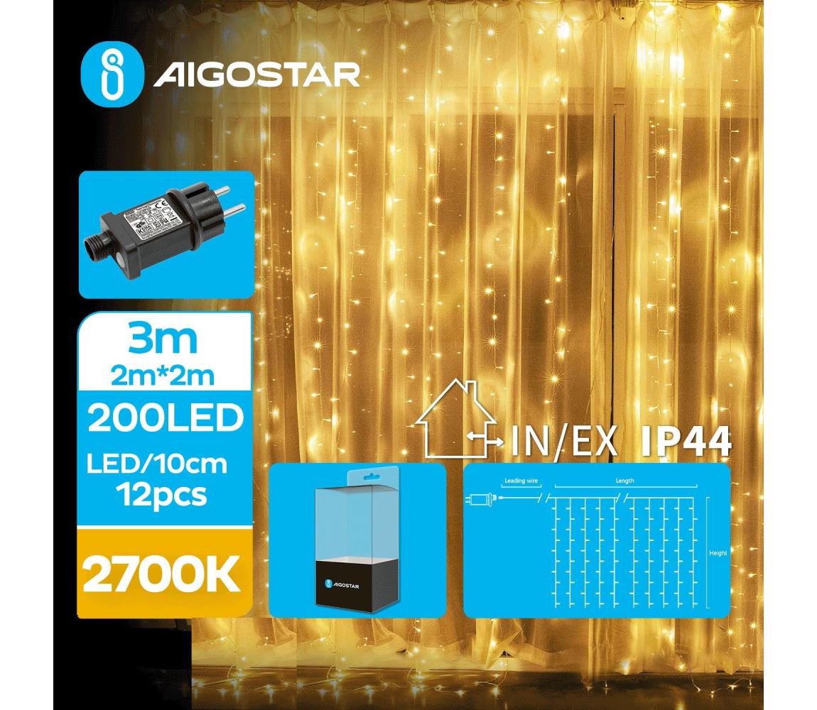 Aigostar - LED Zewnętrzny łańcuch świąteczny 200xLED/8 funkcje 5x2m IP44 ciepła biel