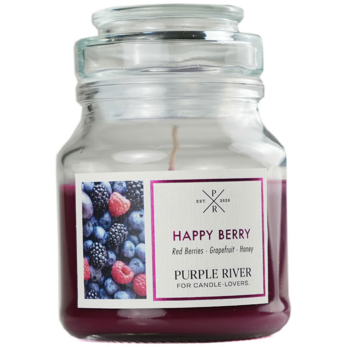 Purple River sojowa naturalna świeca zapachowa w szkle 4 oz 113 g - Happy Berry