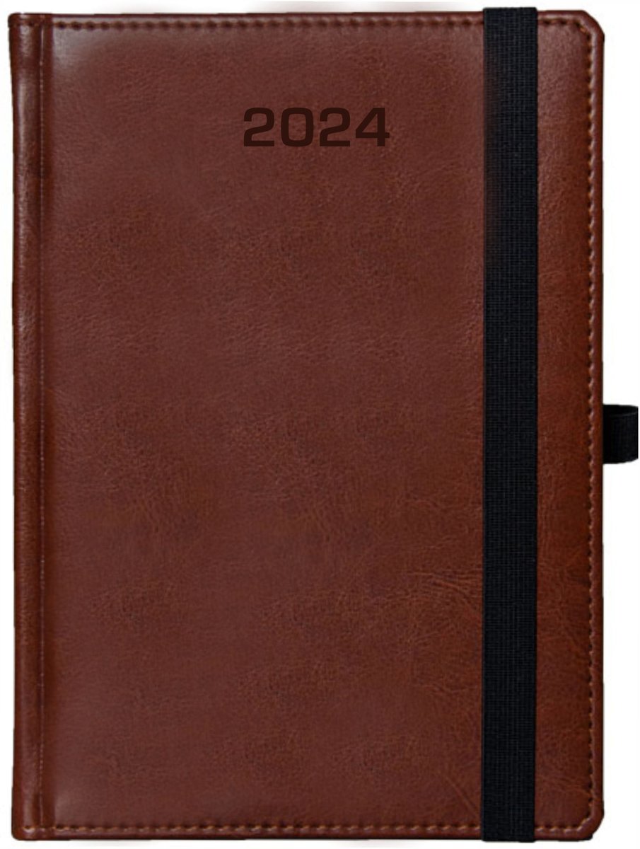 Kalendarz dzienny, 2024, A5, Na gumkę, Brąz