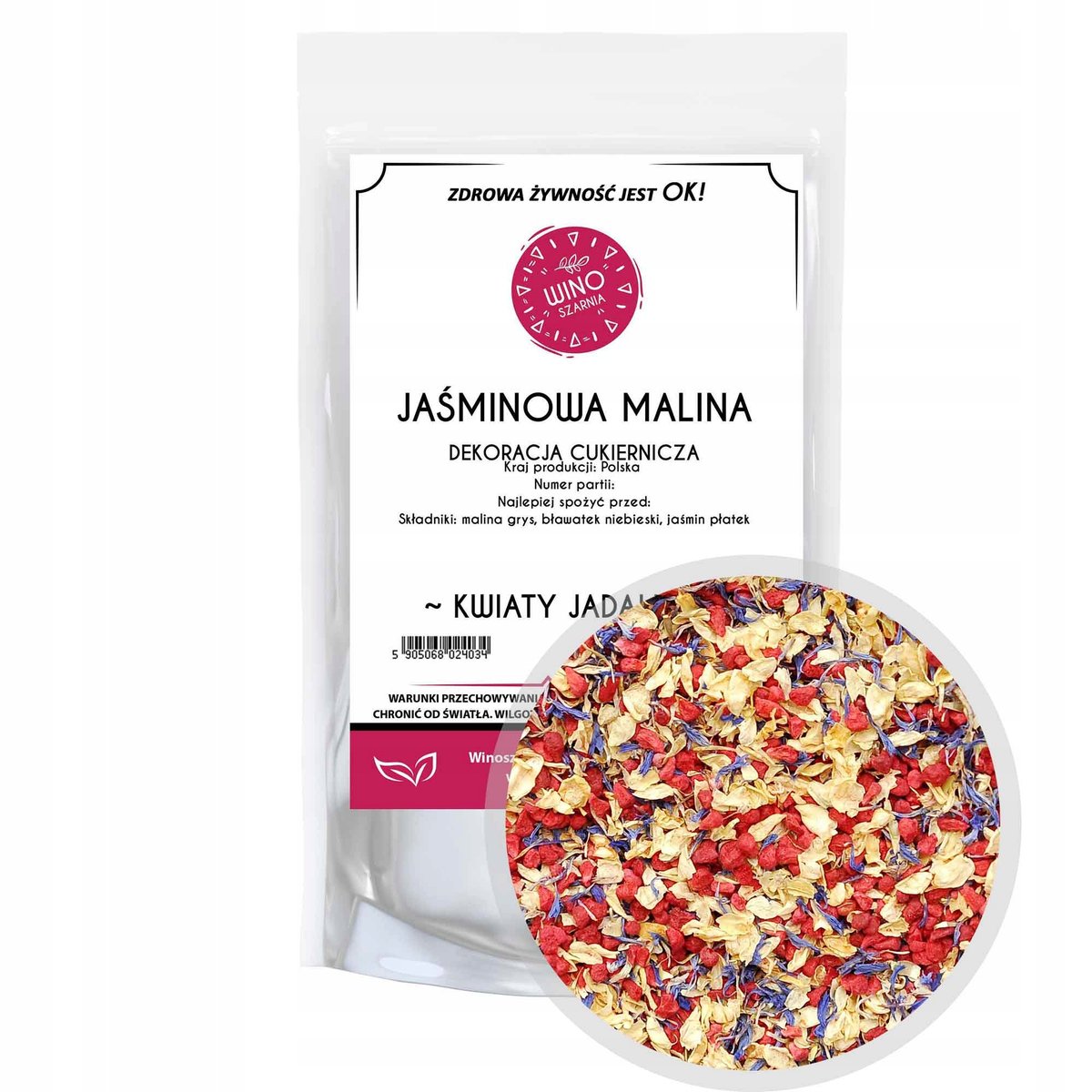 Kwiaty na tort Jaśminowa Malina grys - 10g Jadalne