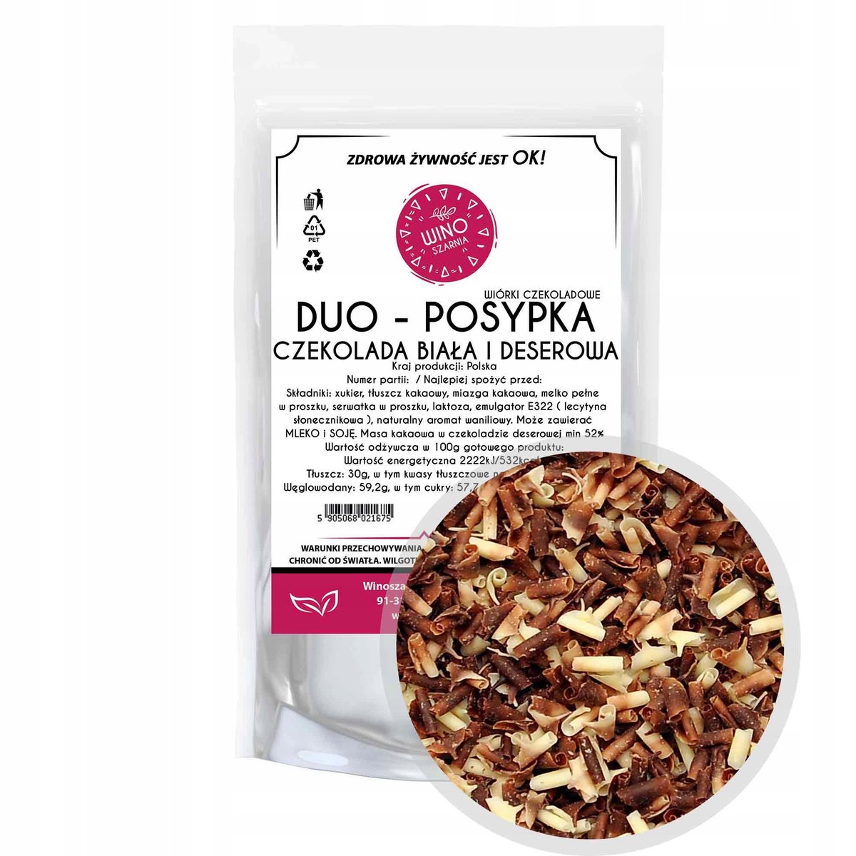 WIÓRKI CZEKOLADOWE DUO posypka na tort 250g
