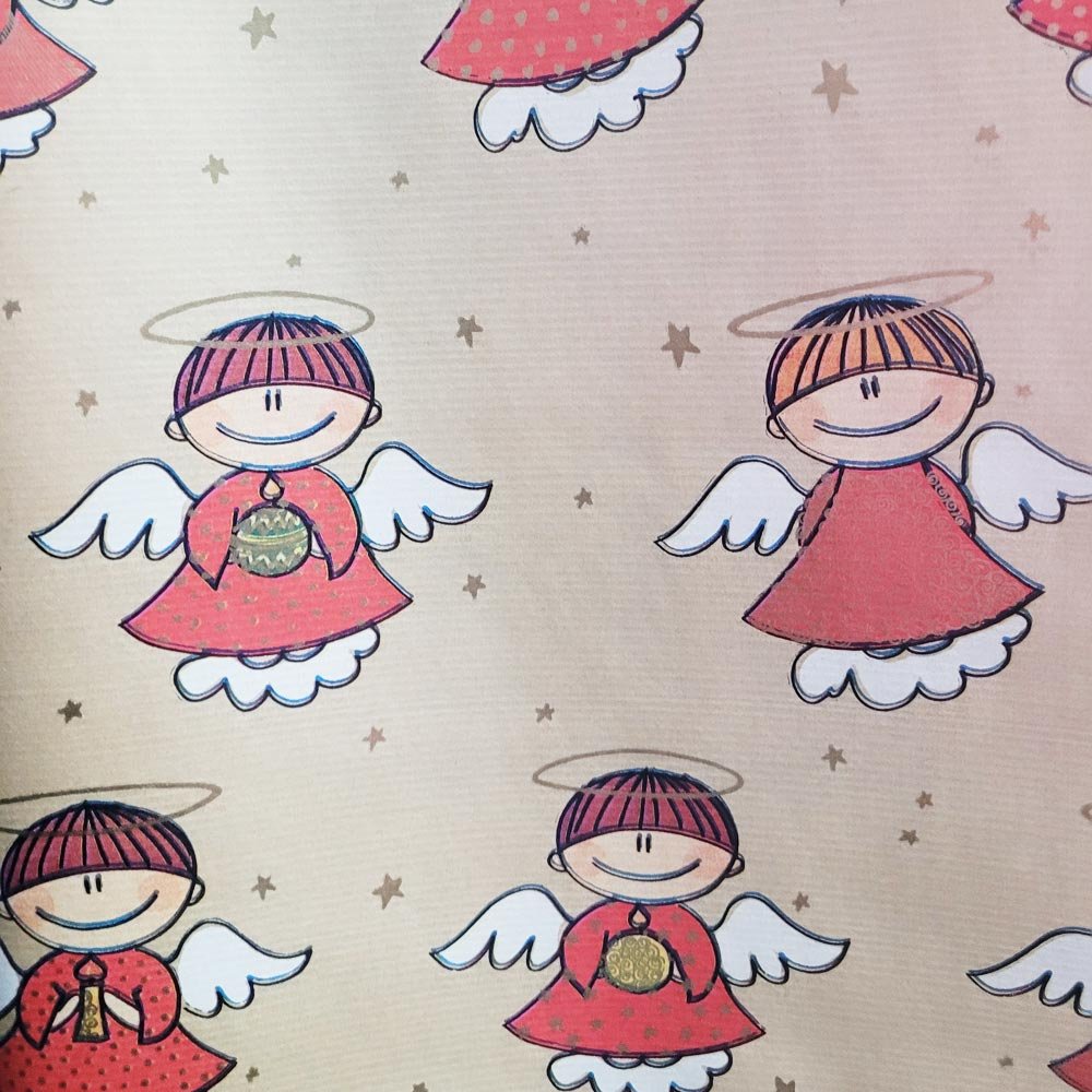 Papier świąteczny aniołki do prezentów 57cmx25m 25m71