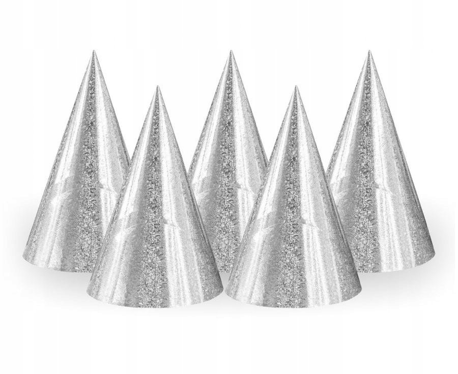 Czapeczki holograficzne, srebrne 10 szt