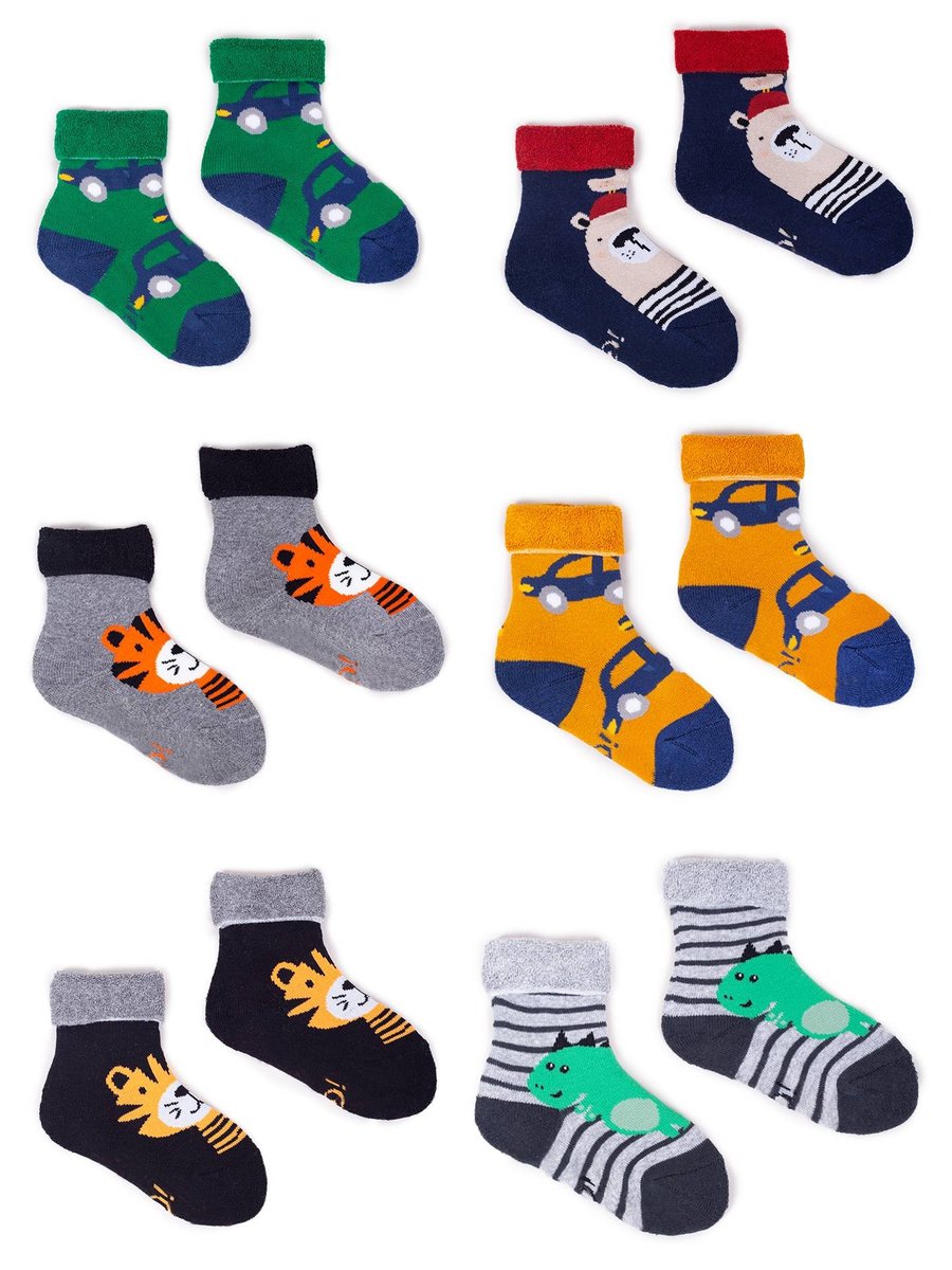 Skarpety chłopięce bawełniane frotte kolorowe 6PAK 17-19 YOCLUB